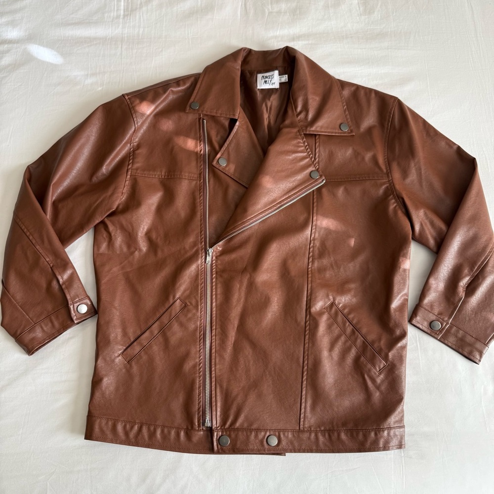 Brown Faux Leather Jacket (princess Polly)